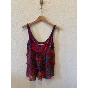 Diane vonFurstenberg Women's Multi Paisley Tiered Silk Sleeveless Tank Top